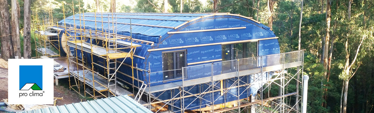 Pro Clima product banner Passive house in victoria with pro clima external membranes installed and döpfner triple glazed windows