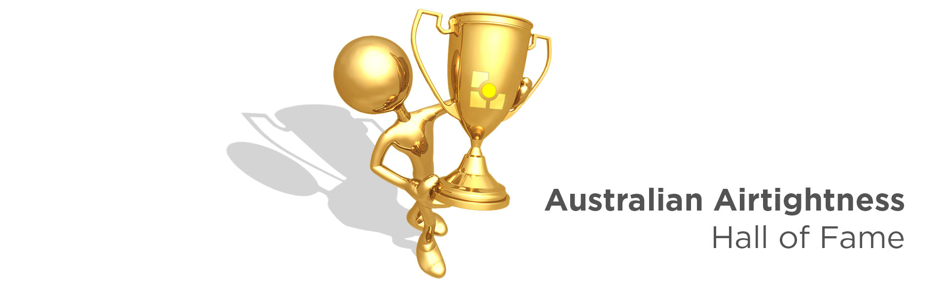 australian air tightness hall of fame banner statuette with the LAROS Technologies official logo